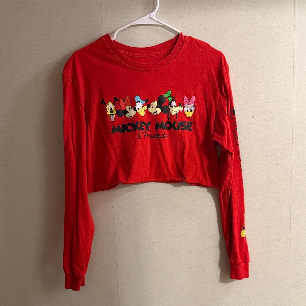 Disney Red Mickey & Friends Cropped Long-Sleeve Tee